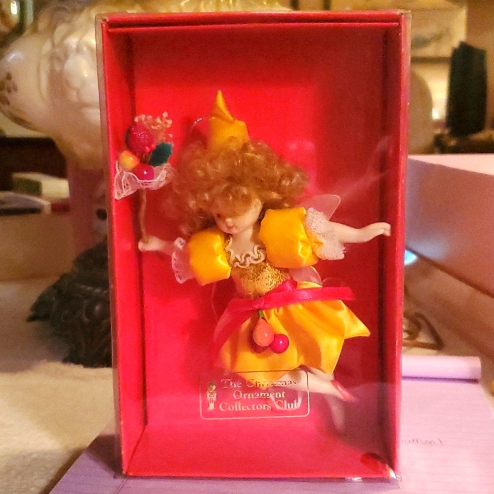 Vintage Christmas Tree Ornament Hand-Painted Porcelain Fiary